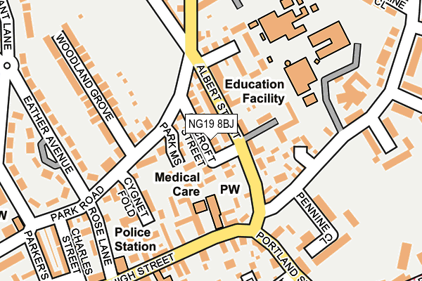 NG19 8BJ map - OS OpenMap – Local (Ordnance Survey)