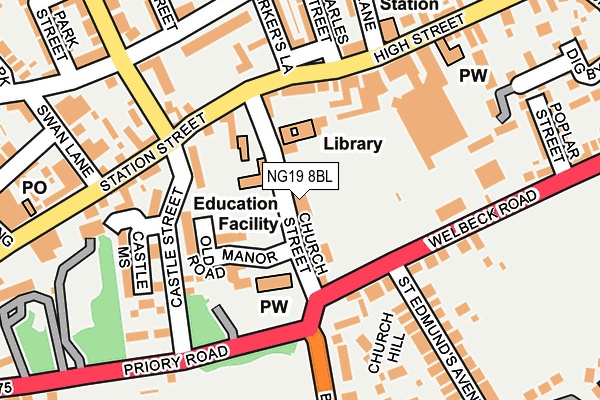 NG19 8BL map - OS OpenMap – Local (Ordnance Survey)