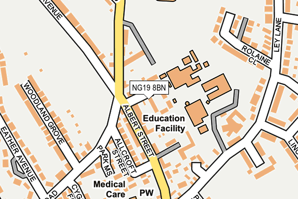 NG19 8BN map - OS OpenMap – Local (Ordnance Survey)