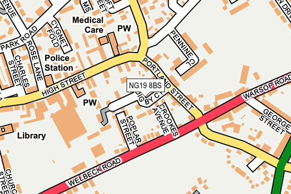 NG19 8BS map - OS OpenMap – Local (Ordnance Survey)