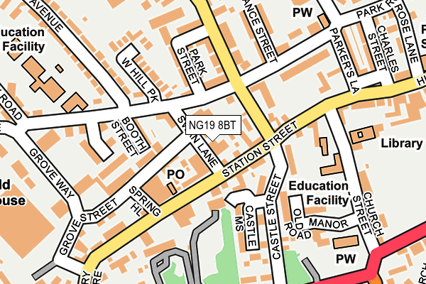 NG19 8BT map - OS OpenMap – Local (Ordnance Survey)