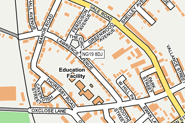 NG19 8DJ map - OS OpenMap – Local (Ordnance Survey)