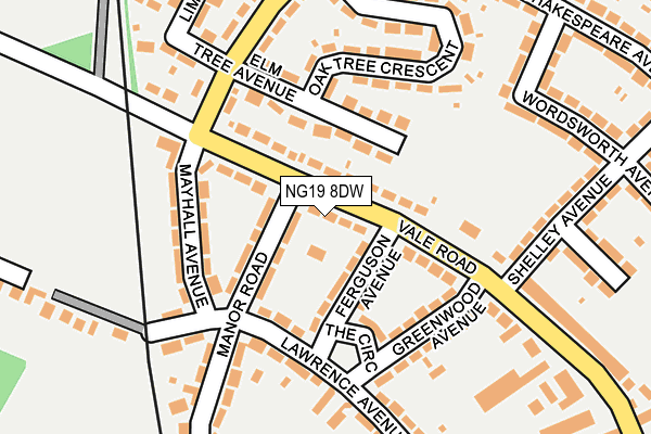 NG19 8DW map - OS OpenMap – Local (Ordnance Survey)