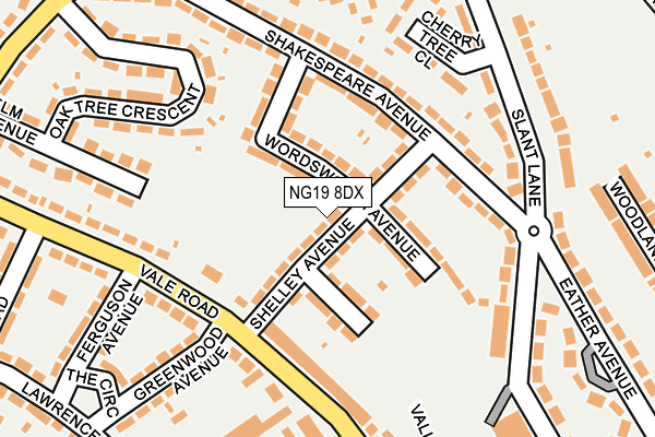 NG19 8DX map - OS OpenMap – Local (Ordnance Survey)