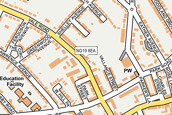 NG19 8EA map - OS OpenMap – Local (Ordnance Survey)