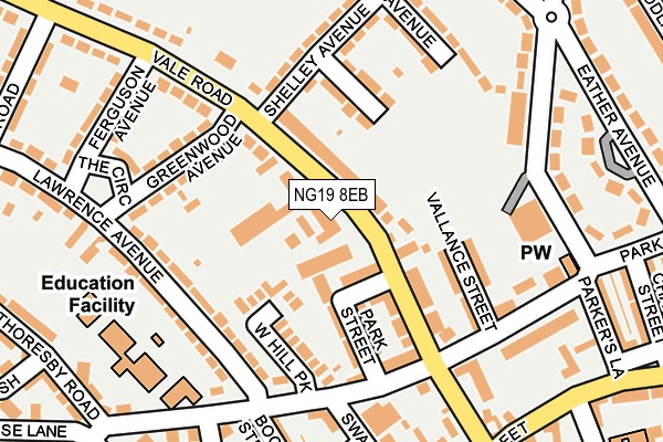 NG19 8EB map - OS OpenMap – Local (Ordnance Survey)