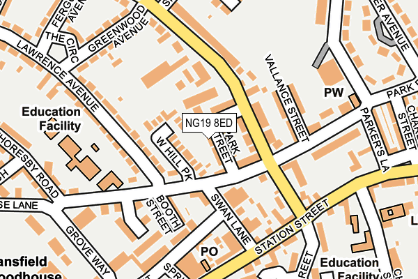 NG19 8ED map - OS OpenMap – Local (Ordnance Survey)