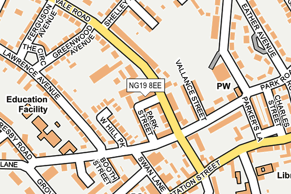 NG19 8EE map - OS OpenMap – Local (Ordnance Survey)