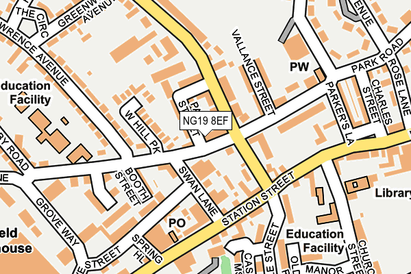 NG19 8EF map - OS OpenMap – Local (Ordnance Survey)