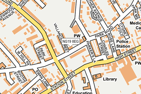 NG19 8EG map - OS OpenMap – Local (Ordnance Survey)