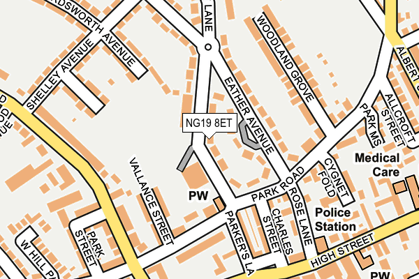 NG19 8ET map - OS OpenMap – Local (Ordnance Survey)