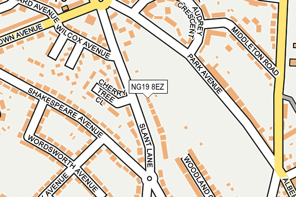 NG19 8EZ map - OS OpenMap – Local (Ordnance Survey)