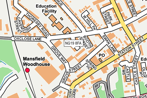 NG19 8FA map - OS OpenMap – Local (Ordnance Survey)