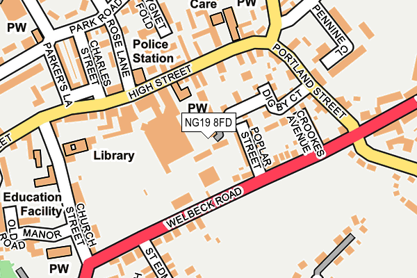 NG19 8FD map - OS OpenMap – Local (Ordnance Survey)