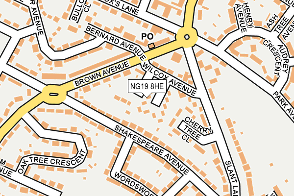 NG19 8HE map - OS OpenMap – Local (Ordnance Survey)