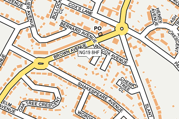 NG19 8HF map - OS OpenMap – Local (Ordnance Survey)