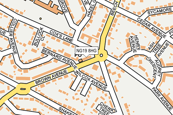 NG19 8HG map - OS OpenMap – Local (Ordnance Survey)