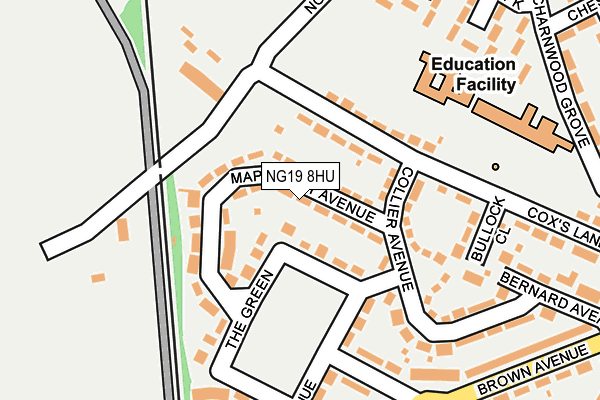 NG19 8HU map - OS OpenMap – Local (Ordnance Survey)