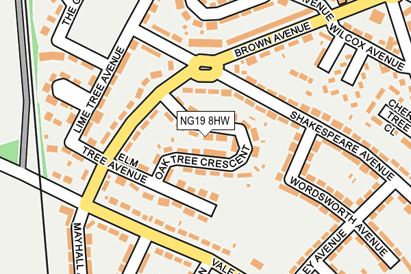 NG19 8HW map - OS OpenMap – Local (Ordnance Survey)