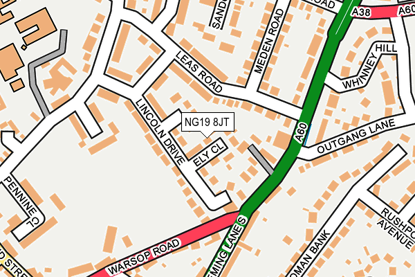 NG19 8JT map - OS OpenMap – Local (Ordnance Survey)