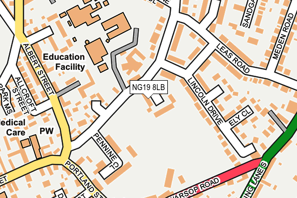 NG19 8LB map - OS OpenMap – Local (Ordnance Survey)