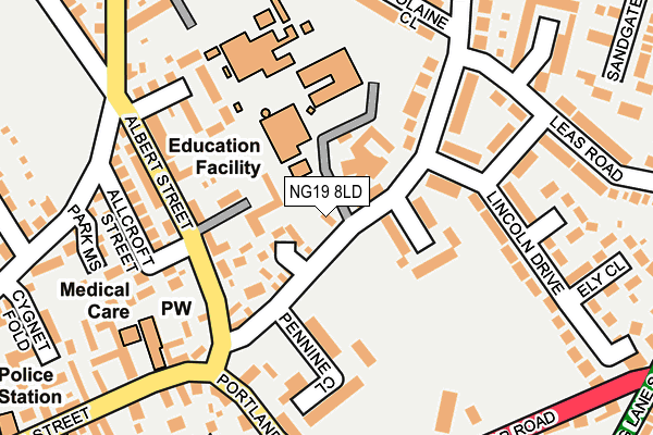 NG19 8LD map - OS OpenMap – Local (Ordnance Survey)