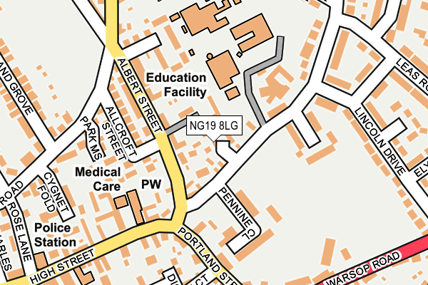 NG19 8LG map - OS OpenMap – Local (Ordnance Survey)