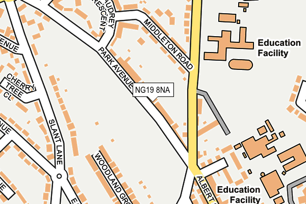 NG19 8NA map - OS OpenMap – Local (Ordnance Survey)