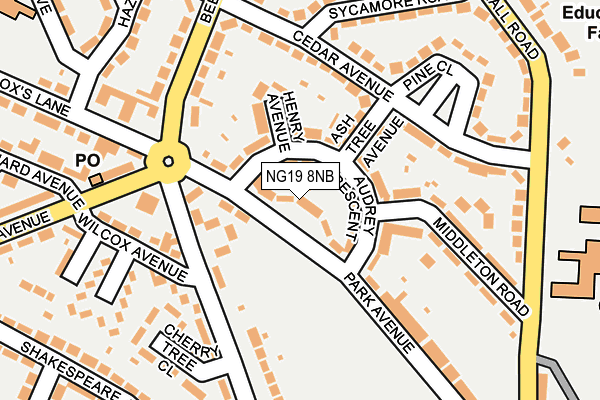 NG19 8NB map - OS OpenMap – Local (Ordnance Survey)