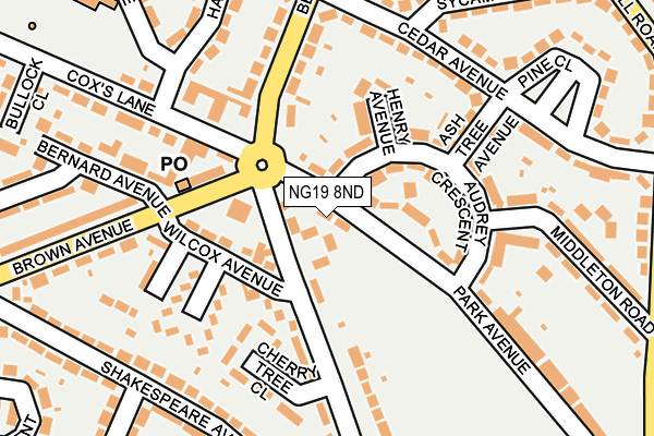 NG19 8ND map - OS OpenMap – Local (Ordnance Survey)