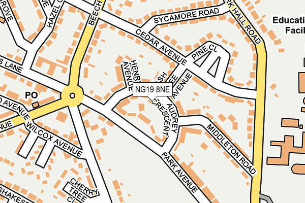 NG19 8NE map - OS OpenMap – Local (Ordnance Survey)