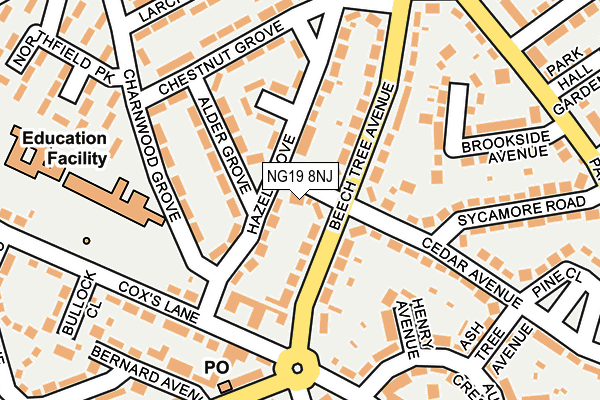 NG19 8NJ map - OS OpenMap – Local (Ordnance Survey)