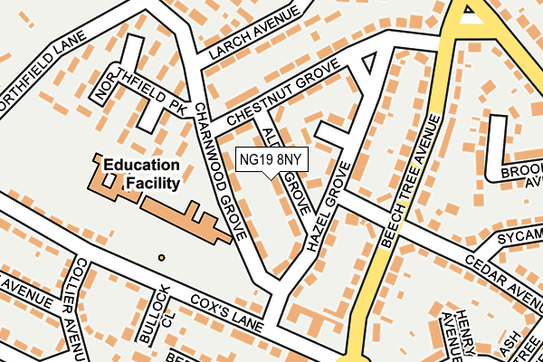 NG19 8NY map - OS OpenMap – Local (Ordnance Survey)