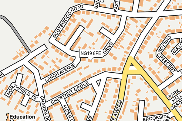 NG19 8PE map - OS OpenMap – Local (Ordnance Survey)