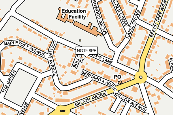 NG19 8PF map - OS OpenMap – Local (Ordnance Survey)