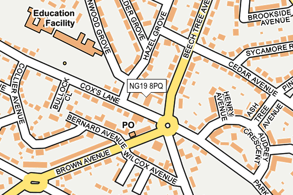 NG19 8PQ map - OS OpenMap – Local (Ordnance Survey)
