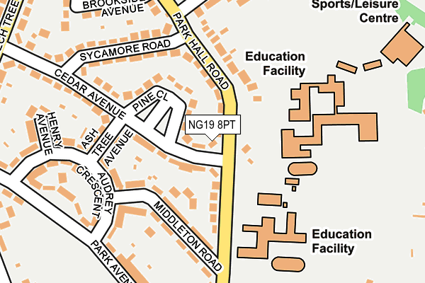 NG19 8PT map - OS OpenMap – Local (Ordnance Survey)