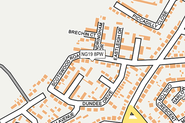 NG19 8PW map - OS OpenMap – Local (Ordnance Survey)