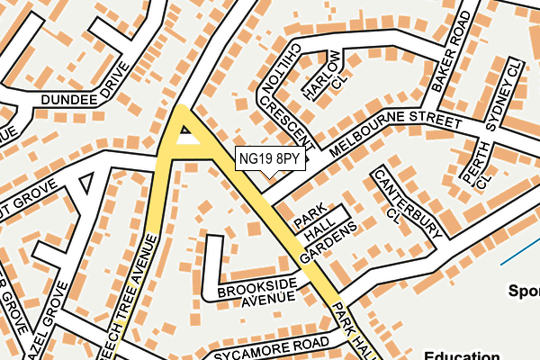 NG19 8PY map - OS OpenMap – Local (Ordnance Survey)