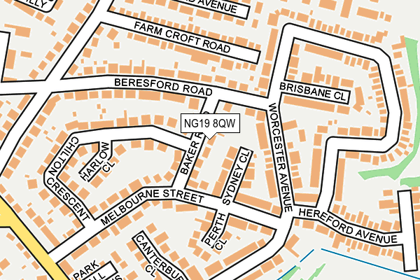 NG19 8QW map - OS OpenMap – Local (Ordnance Survey)