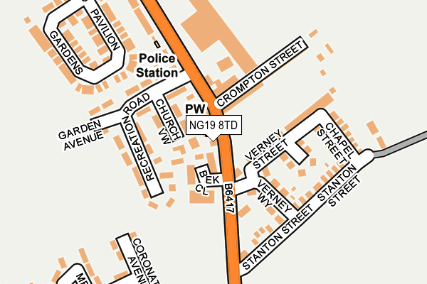 NG19 8TD map - OS OpenMap – Local (Ordnance Survey)