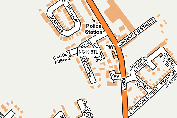 NG19 8TL map - OS OpenMap – Local (Ordnance Survey)