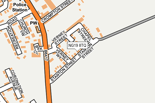 NG19 8TQ map - OS OpenMap – Local (Ordnance Survey)