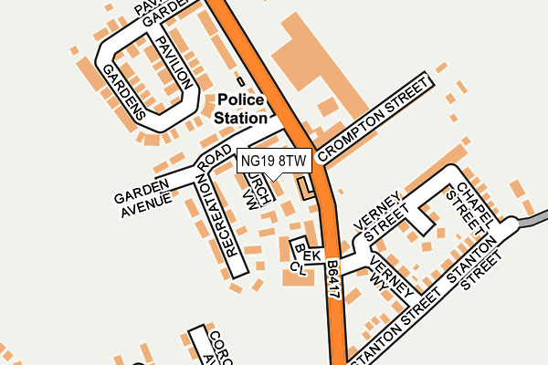 NG19 8TW map - OS OpenMap – Local (Ordnance Survey)