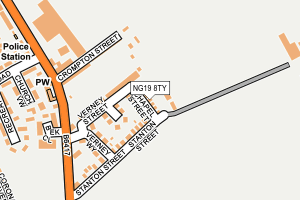 NG19 8TY map - OS OpenMap – Local (Ordnance Survey)