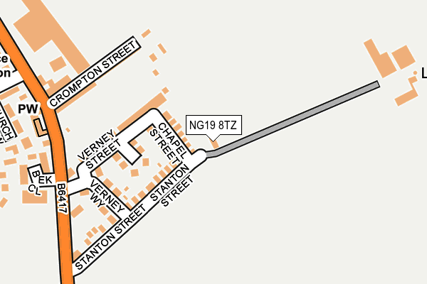 NG19 8TZ map - OS OpenMap – Local (Ordnance Survey)