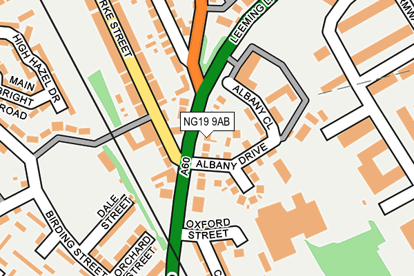 NG19 9AB map - OS OpenMap – Local (Ordnance Survey)