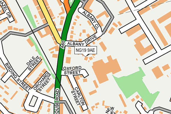 NG19 9AE map - OS OpenMap – Local (Ordnance Survey)