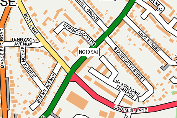 NG19 9AJ map - OS OpenMap – Local (Ordnance Survey)