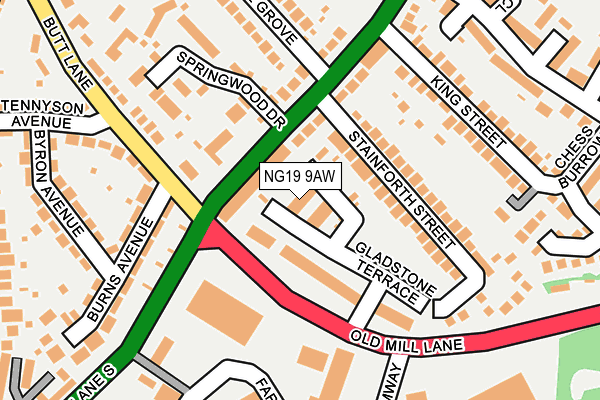 NG19 9AW map - OS OpenMap – Local (Ordnance Survey)